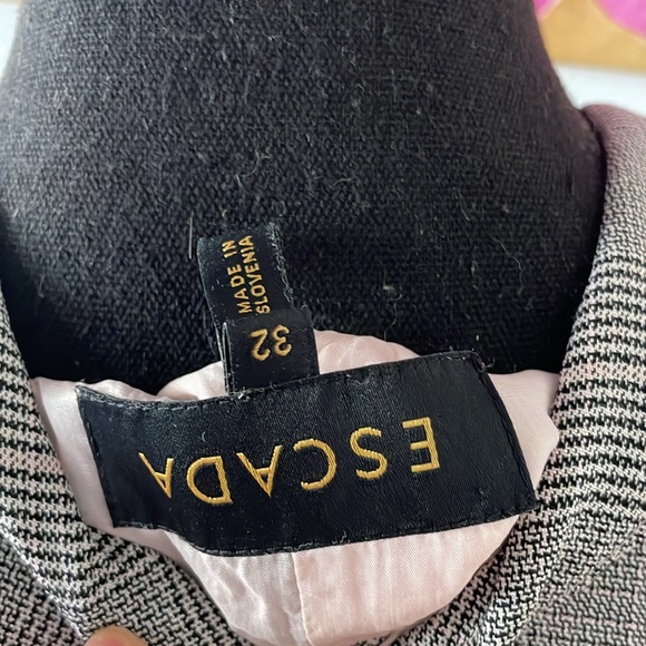 💗 $ 1395 Escada Check Grey Fitted Blazer - Picture 7 of 9